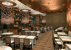 The ceilings and walls are highly reflective polished brushed brass. The ceilings and walls are highly reflective polished brushed brass.