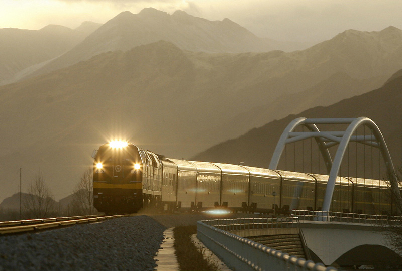 A train leaves the Tibetan capital Lhasa on its way to Beijing along the world's highest railway line (PETER PARKS/AFP/Getty Images). A train leaves the Tibetan capital Lhasa on its way to Beijing along the world's highest railway line (PETER PARKS/AFP/Getty Images).