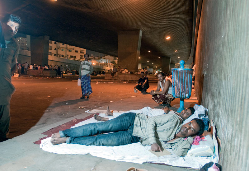 Many construction Workers live on 6x4 spaces with no food and water under Sitten bridge. Many construction Workers live on 6x4 spaces with no food and water under Sitten bridge.
