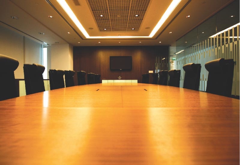 The 16-person boardroom table. The 16-person boardroom table.