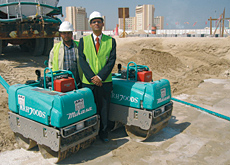 Light construction equipment does some heavy duty work. Light construction equipment does some heavy duty work.