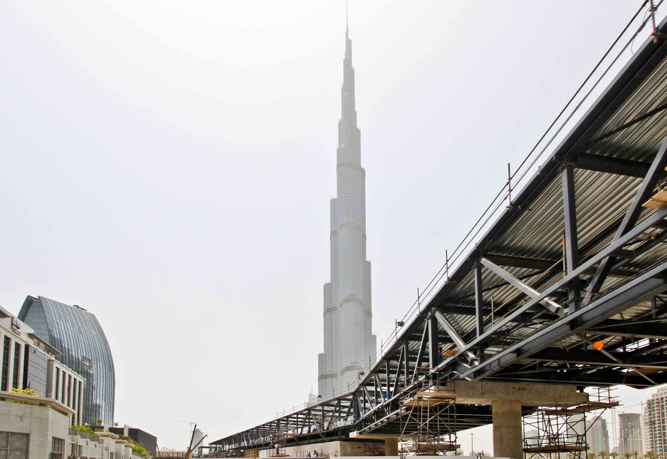 Pictured here is the pedestrian bridge between Dubai Mall and Dubai Metro whilst under construction. Pictured here is the pedestrian bridge between Dubai Mall and Dubai Metro whilst under construction.