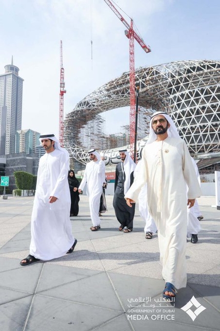 Dubai Ruler HH Sheikh Mohammed bin Rashid Al Maktoum visited the construction site of Museum of the Future. Dubai Ruler HH Sheikh Mohammed bin Rashid Al Maktoum visited the construction site of Museum of the Future.