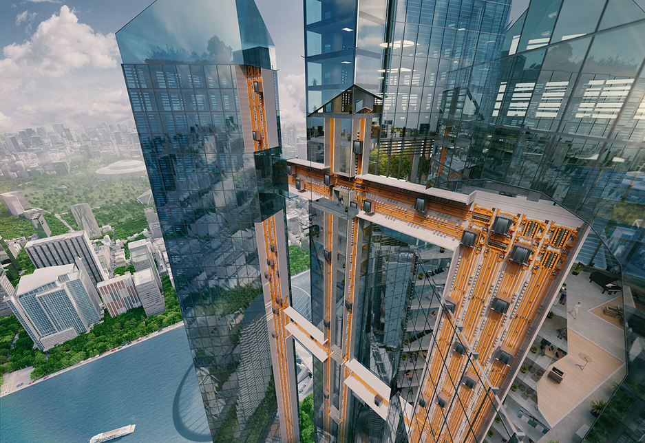 Thyssenkrupp’s Multi system involves elevators that can move in all four directions. Thyssenkrupp’s Multi system involves elevators that can move in all four directions.