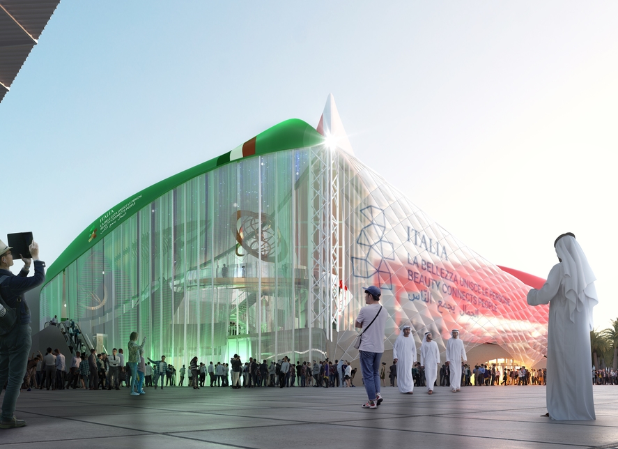 Al Forsan Amphitheatre will be built in front of the expo's Italy Pavilion. Al Forsan Amphitheatre will be built in front of the expo's Italy Pavilion.