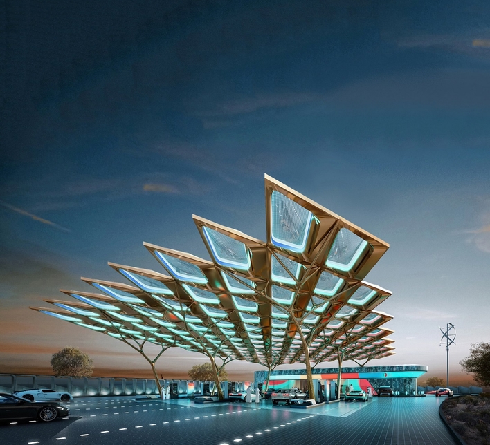 UAE news: Design of Enoc's Ghaf-inspired Expo 2020 Dubai fuel station