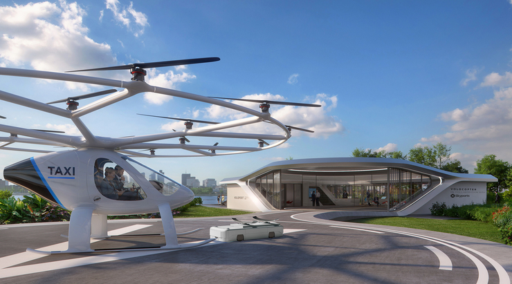 Volo-port is being built by Volocopter and Brandlab Volo-port is being built by Volocopter and Brandlab