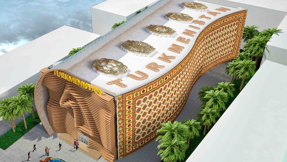 Expo 2020 Dubai's Turkmenistan Pavilion. Expo 2020 Dubai's Turkmenistan Pavilion.
