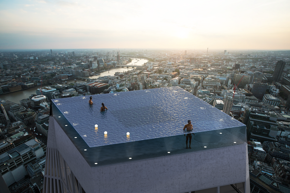 The world's first 360° infinity swimming pool proposed for Infinity London. The world's first 360° infinity swimming pool proposed for Infinity London.