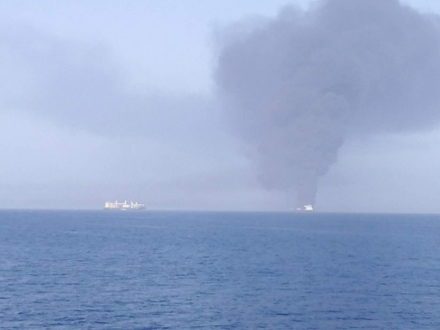 Two oil tankers caught fire. Two oil tankers caught fire.