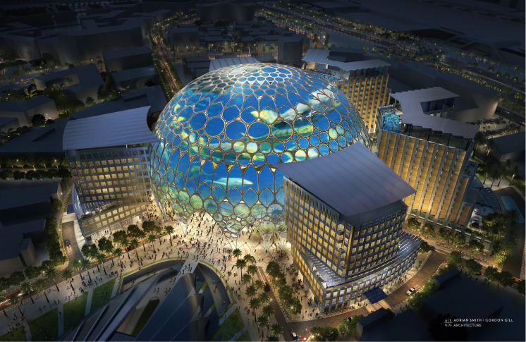 Al Wasl Plaza's dome will be a projection surface. Al Wasl Plaza's dome will be a projection surface.