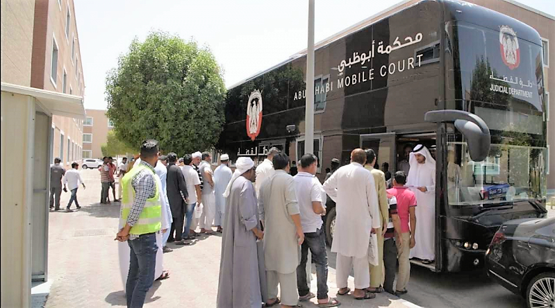 ADJD Mobile Court at the labour camp in Abu Dhabi. ADJD Mobile Court at the labour camp in Abu Dhabi.