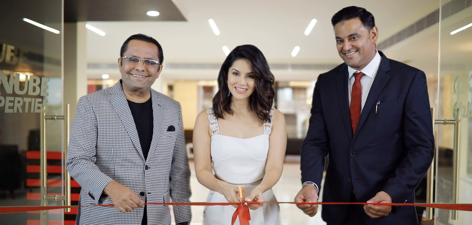 Sunny Leone with Sajan and Rahman. Sunny Leone with Sajan and Rahman.