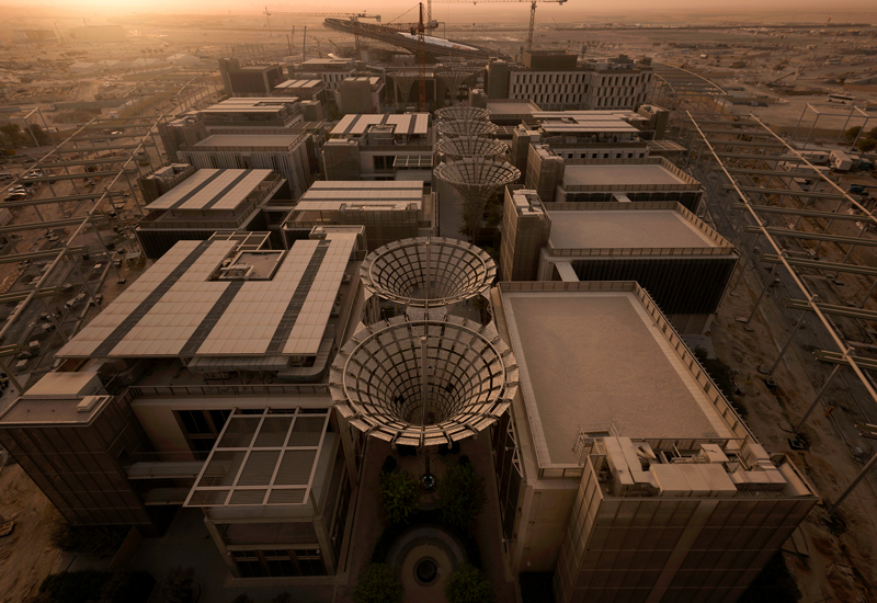 An aerial shot of the Expo 2020 Dubai's Sustainability District. An aerial shot of the Expo 2020 Dubai's Sustainability District.