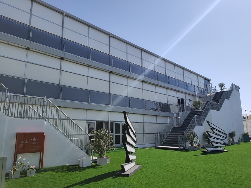 The three-storey building will be dismantled after the festival. The three-storey building will be dismantled after the festival.