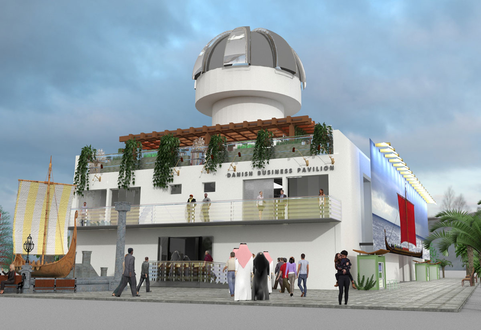 The pavilion will feature a replica of the Round Tower of Copenhagen — Rundetaarn. The pavilion will feature a replica of the Round Tower of Copenhagen — Rundetaarn.