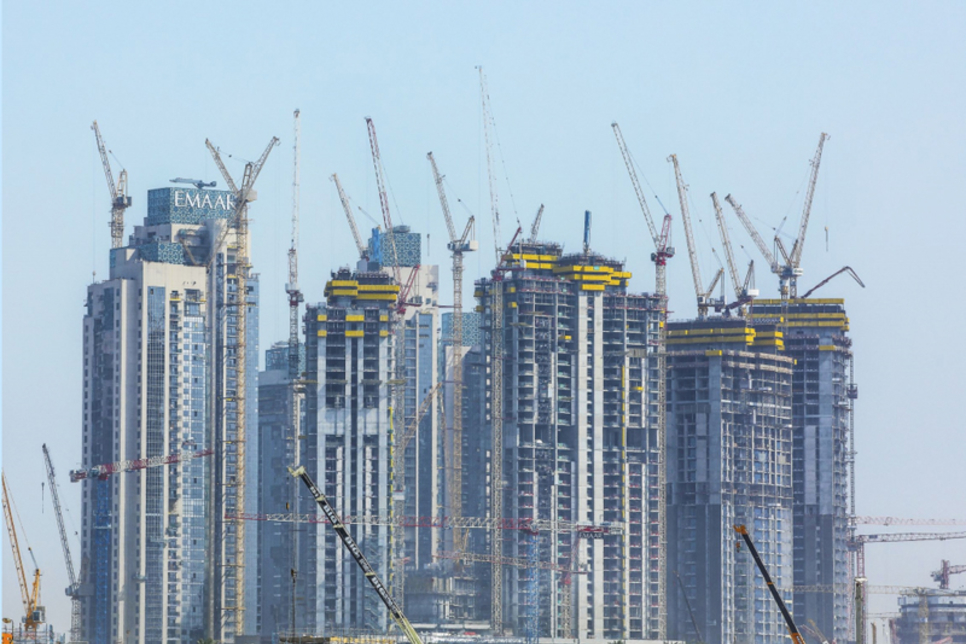 Dubai Creek Harbour Construction Site Uses Anti Collision Crane